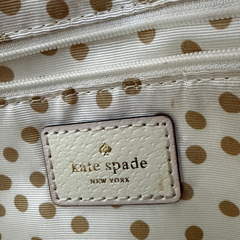 Kate Spade WOVEN Lotty Dome Satchel IVORY Leather & Brown Woven Straw panel EUC - Picture 6 of 15